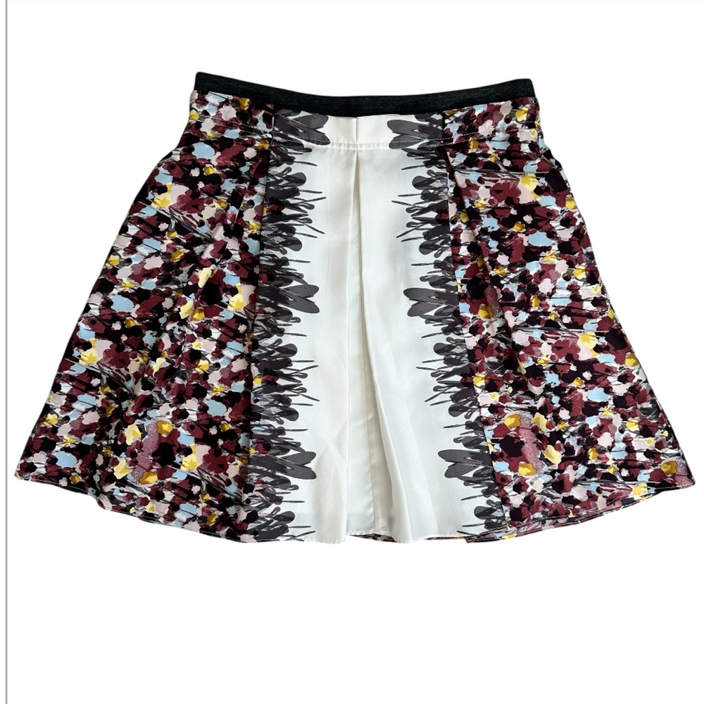 TIBI‎ Women’s 100% Silk Abstract Floral Designer Paneled Mini Skirt Hidden Zip 0